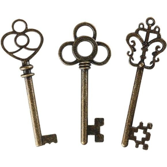 Mixed Set of 30 Large Skeleton Keys with Antique Style Bronze Brass - Picture 1 of 8